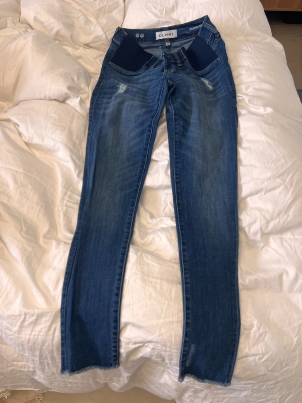 DL1961 Blue Skinny Maternity Jeans with Panel Inserts